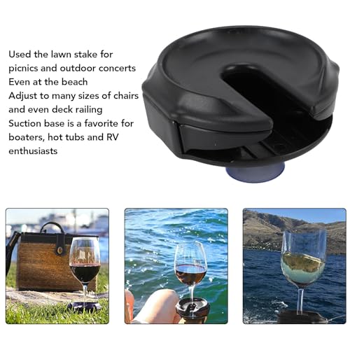 Ejoyous Outdoor Portable Wine Glass Holder, Versatile Wine Glass Base Rack, Strap Attachment Adjust, 3 Fixed Suckers, Prevent Spills, for Boats Picnics Patio