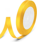 3/8" x 25 Yards Satin Ribbon, Yellow Silk Ribbon Ideal for Gift Wrapping, Floral Bouquets, Crafts, Wedding Party Decorations, Christmas and Sewing Projects