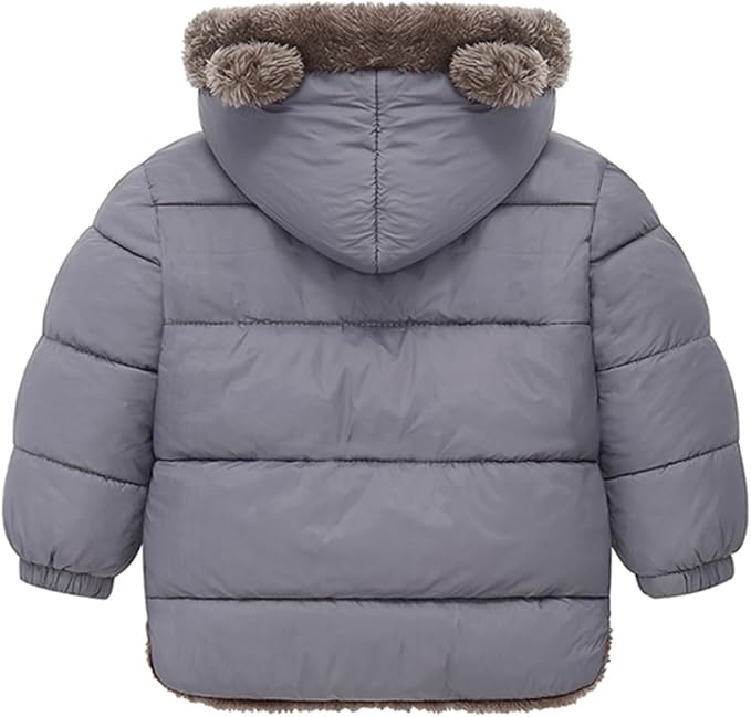 Infant Baby Winter Coat Bear Hooded Jacket Warm Fleece Snowsuit Windproof Outerwear for Toddler Boy Girl 9M-4T