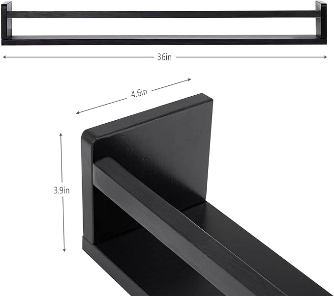 AZSKY Black Nursery Bookshelves for Wall Hanging Kids Bookshelf Baby Book Shelf Organizer Wall Bookshelves Kids Shelves and Storage for Wall Playroom Shelves 36 Inch a Set of 3 Same Sizes