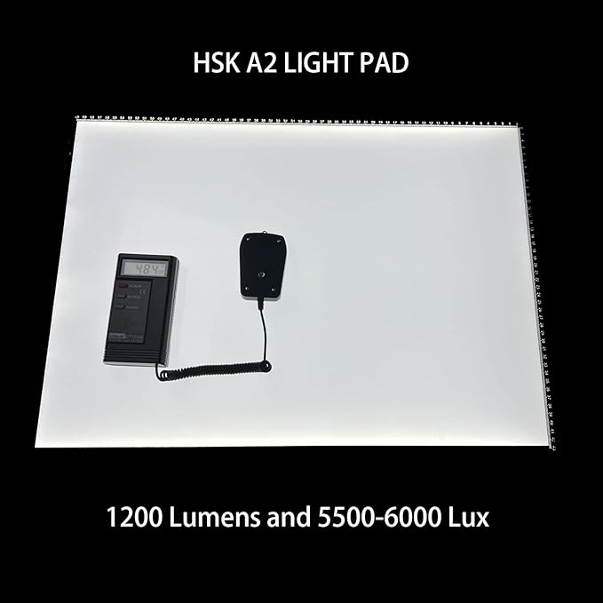 HSK A2 Artist tracing Light Box Copy Table 12V2A Adapter Dimmerable 5000 Lux Lock/Unlock Button Artcraft Light Pad for Tatto Drawing, Sketching, Animation,Diamond Painting