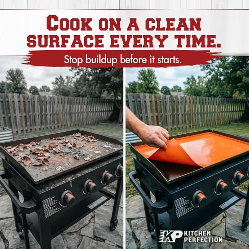 Kitchen perfection 22" Premium Silicone Griddle Cover Mat for Blackstone Griddle 22 Inch - Hermetic Protection from Rust & Debris All Year, Fits All Blackstone 22 Inch Models - Food Grade Silicone - color: Orange 22 inch