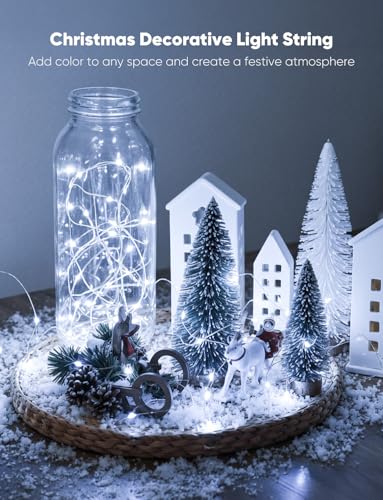 Minetom 20 Pack Fairy Lights Battery Operated String Lights 8 Modes, 7ft 20LED White Waterproof Silver Wire Twinkle Lights, Firefly Starry Moon Lights for Mason Jars DIY Christmas Wedding Party - color: White, size: 20 Pack