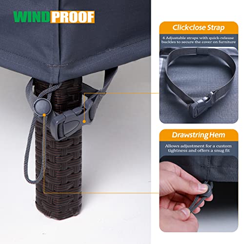 F&J Outdoors Heavy Duty Waterproof Anti-UV Rip-stop Fabric Large Patio Furniture Covers, Grey, 126"x83"x27.5" - size: 126"(w)x83"(d)x27.5"(h)