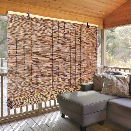 Patio Shades Roll Up Outdoor, Bamboo Blinds for Outdoor Patio, Thernal Insulated Shading Reed Blinds, Blackout Bamboo Shade, Privacy Screen, 24″ 30″ 34″ 36″ 39″ 43″ 48″ 51″ 55″ 70″ Width - size: 36"W x 39"H