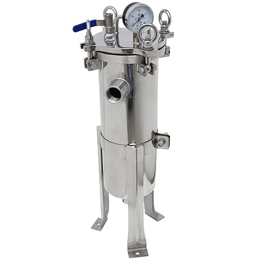 #3 Bag Filter Housing 304 Stainless Steel Filter Solid-Liquid Separation Tool 120PSI Industrial Sock Filter 1" Fnpt in/Out Bag Water Filter Purification Equipment 0.6 SQ FT Filtering Area