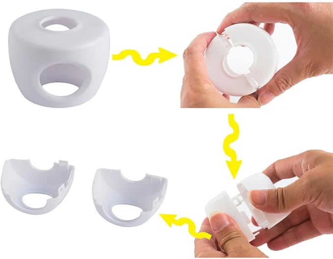 Kisangel Child Safety Door Knob Covers 4pcs Baby Door Handle Cover Child Door Knob Protectors for Easy Installation and Reusable Design,White Pp