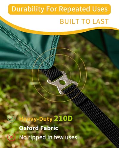 Camping Tarp with Poles, No Rope Tying 2-Step Setup, 11x18FT Waterproof 10-12 Person Tarp Shelter, 22ft² 2.6m Height 210D Oxford Family SUV Park Beach Outdoor Sun Shelter, Olive - color: Olive
