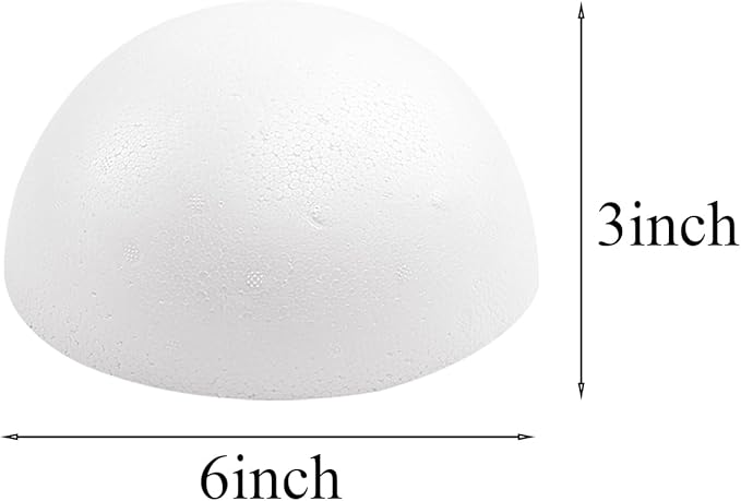 Crafjie 2PCS 6 Inchs White Foam Balls Half Round Polystyrene Half Foam Balls Craft Supplies Hemispherical Christmas Craft Ballfor DIY Home Craft Project and Art Decoration