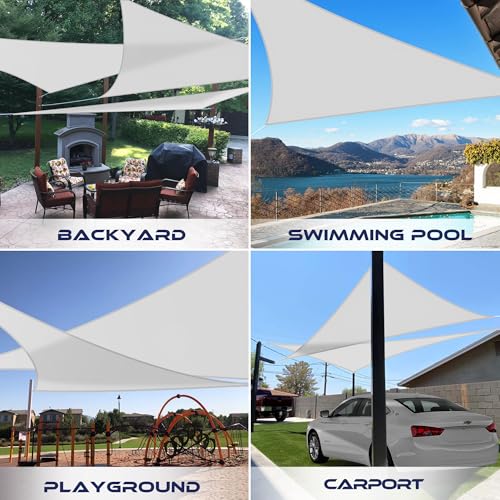 Windscreen4less 5'x5'x5' Waterproof Sun Shade Sail Triangle Shade Canopy Cover UV Block for Backyard Patio Deck Balcony Pergola Garden (Light Gray) - color: Light Gray, size: 5' x 5' x 5'