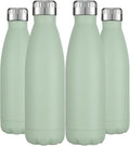 HASLE OUTFITTERS 17oz Stainless Steel Water Bottles Bulk, Vacuum Insulated Water Bottles Double Walled Powder Coated Reusable Metal Sports Water Bottles Keep Drinks Hot and Cold, Light Green, 4Packs