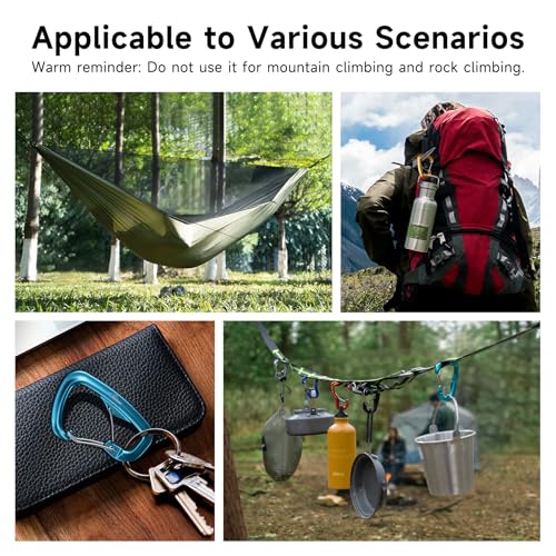 Heavy Duty Carabiner Clip Hook 8KN (1763 lbs), 2 PCS Ultra-Light Aluminum Caribeaners with Double Door D Ring Shape, for Hammock, Camping, Hiking, Backpacking, Dog Leash, Keychain Clip - style: 2#Silver-2pc