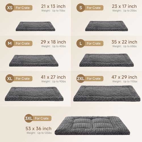 Washable Dog Bed Mat Ultra Soft Dog Crate Pad Comfy Fluffy Pet Kennel Beds Sleeping Mattress for Large Jumbo Medium Small Dogs, 36 x 23 Inch, Black - color: Black, size: 36.00" x 23.00" x 1.50"