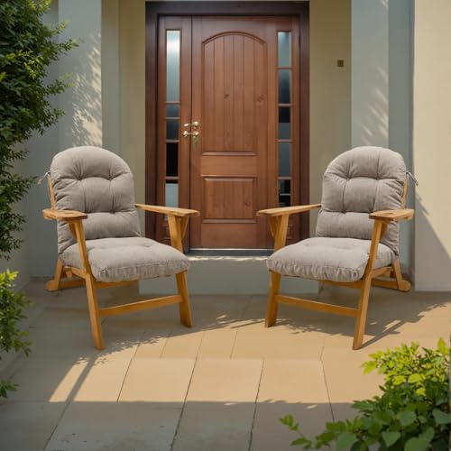 QILLOWAY Outdoor High Back Chair Cushion for Adirondack, All Weather Rocking Chair Cushions Thick Padded Replacement for Patio Furniture,Green - color: Green