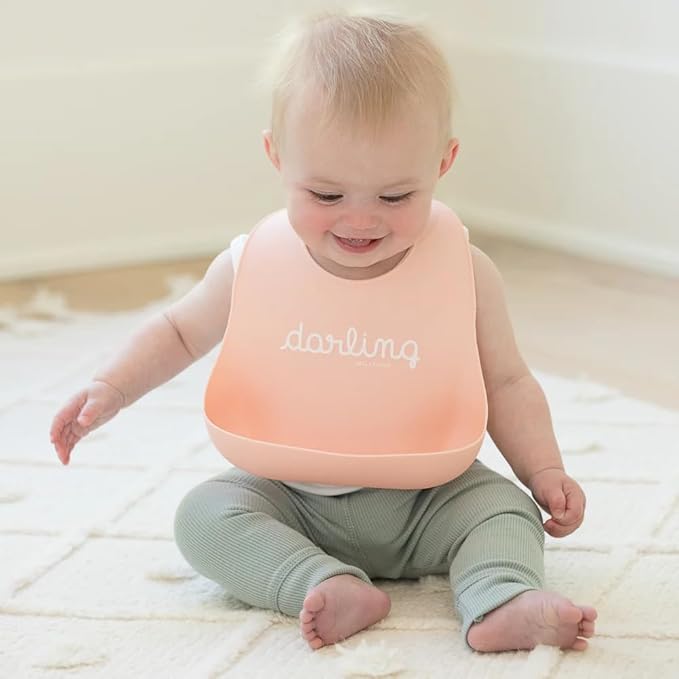 Baby Bib for Eating by Bella Tunno, Waterproof Silicone Bib with Large Food Catcher, Adjustable Fit for Babies 4-12 months & Toddlers 1-3 Years, Boys & Girls, Darling