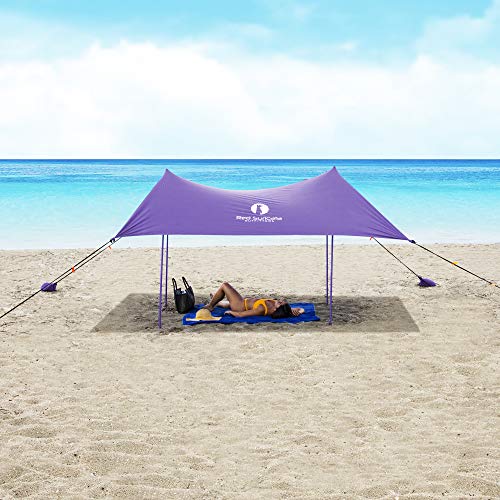 Red Suricata Family Beach Tent & Canopy, UPF50 Sun Shade, 4 Aluminum Poles, Sand Shovel, Large Portable Sun Shelter (Large, Purple) - color: Purple, size: Large 10' x 9'
