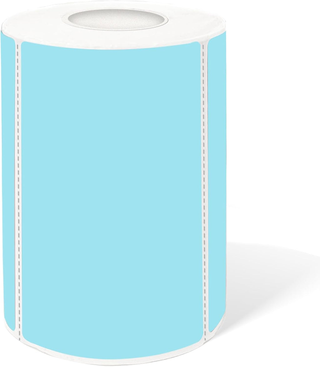 2×3 Inch Blue Removable Thermal Labels,Self-Adhesive Square Direct Thermal Labels,300 Sheets per Roll with Perforated Lines