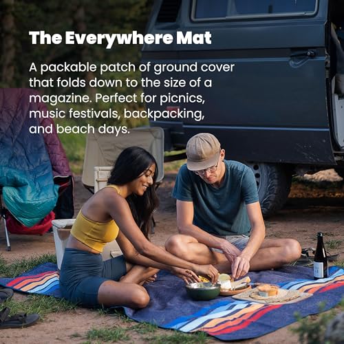 Rumpl Everywhere Mat, Waterproof Picnic Blanket and Ground Mat for Camping, Hiking, and Picnicking, 52x75 Inches, Coast Retro Rays - color: Coast Retro Rays