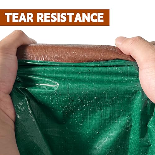 Tarp 5x7(4 Packs) ft 100% Waterproof 7mil Durable Grommets and Reinforced Edges,Uv Resistant,Green/Brown Tarp,Emergency Rain Shelter,Outdoor Cover and Camping Use -by MVPNET - size: 5x7(4p)