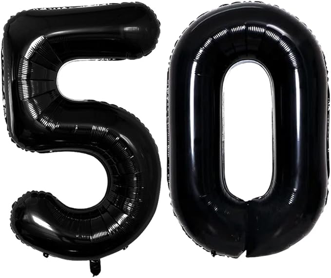 GOER Number 50 Balloons for 50th Birthday Party Decorations,42 Inch Jumbo Foil Helium Balloons for 50th Anniversary (Black)