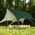 Camping Tarp with Poles, No Rope Tying 2-Step Setup, 11x18FT Waterproof 10-12 Person Tarp Shelter, 22ft² 2.6m Height 210D Oxford Family SUV Park Beach Outdoor Sun Shelter, Olive - color: Olive