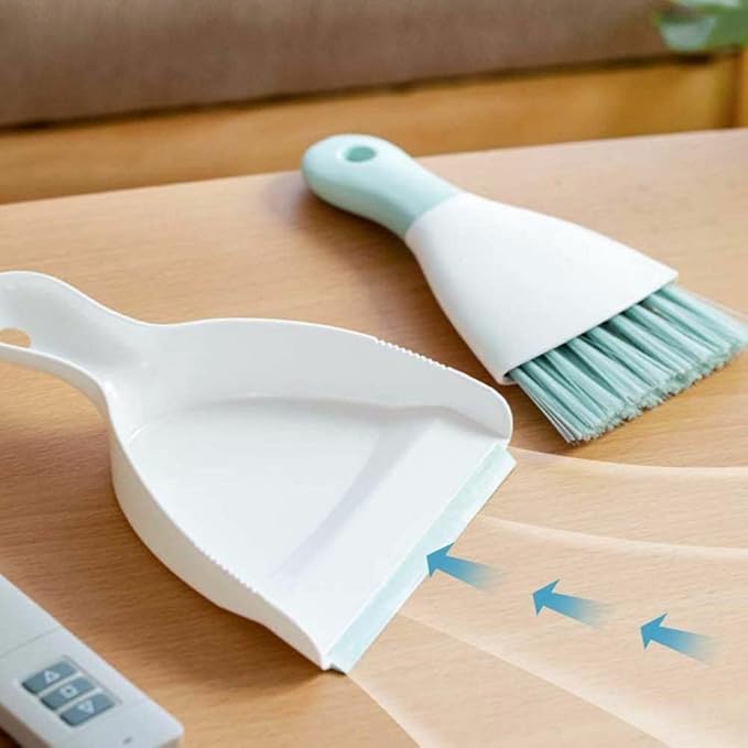 Dust pan Broom Brush Dustpan - Small Broom and Dustpan Set,Mini Broom and Dustpan,Small Dustpan and Brush Set for Home Cleaning, Sofa, Desk, Guinea Pig Cage, Cat Litter etc.（Light Blue）