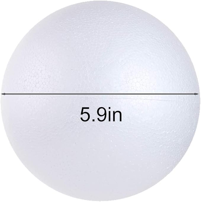 CCINEE 6PCS 6 Inch White Foam Balls Polystyrene Craft Balls Foam Balls for Art, Craft, Household, School Projects and Christmas Easter Party Decorations Supply