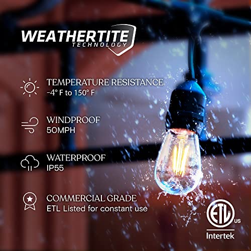 Brightech Ambience Pro - 24 Ft Waterproof LED Outdoor String Lights - Hanging, Dimmable 2W Vintage Edison Bulbs - Commercial Grade Patio Lights Create Cafe Ambience in Your Backyard, 7 Bulbs - style: 24 Foot - Neutral White (3000K)