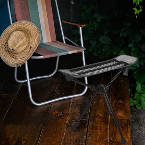 Portable Camping Footrest Stool Folding Ultralight Picnic Seat with Footrest, Gray, Compact Outdoor Hiking Fishing Chair for Travel and Leisure
