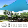 Quictent 20x16ft Rectangular Sun Shade Sail 185G HDPE Canopy 98% UV Block Outdoor Patio Garden Commercial Deck with Hardware Kit (Turquoise) - color: Turquoise, size: 20 x 16 ft, style: Rectangle