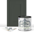 ALL-IN-ONE Paint, Durable cabinet and furniture paint. Built in primer and top coat, no sanding needed. Includes our 30 featured color card - Envy (slate green), Quart
