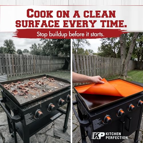 Kitchen perfection 22" Premium Silicone Griddle Cover Mat for Blackstone Griddle 22 Inch - Hermetic Protection from Rust & Debris All Year, Fits All Blackstone 22 Inch Models - Food Grade Silicone - color: Orange 22 inch