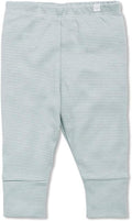 MORI Luxurious Baby Leggings in Blue Stripe, Elastic Waist, Organic, 0-3 Months