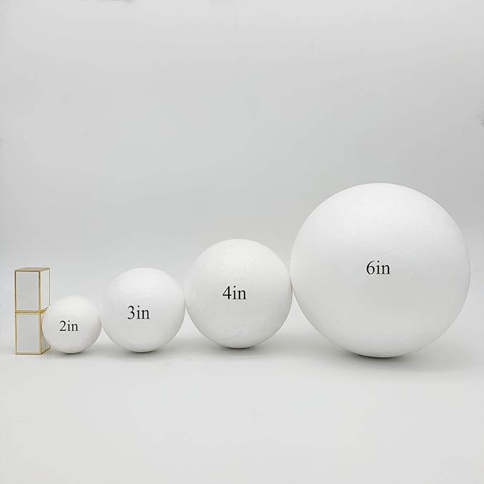 6pc 4 Inch Craft Foam Balls White Smooth Polystyrene Foam Ball for DIY Arts and Crafts, Decoration Household School Projects, Class Crafts Making, Christmas Holiday