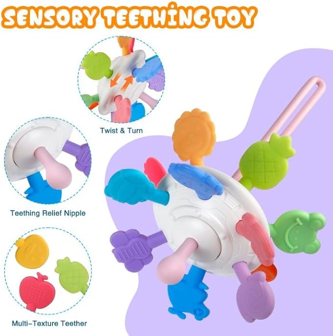 4-in-1 Baby Toys for 6-12 Months, Montessori Soft Stacking Blocks for Babies, Infants Teething Toys, Sensory Balls and Educational Learning Set for Toddlers (Boys & Girls)