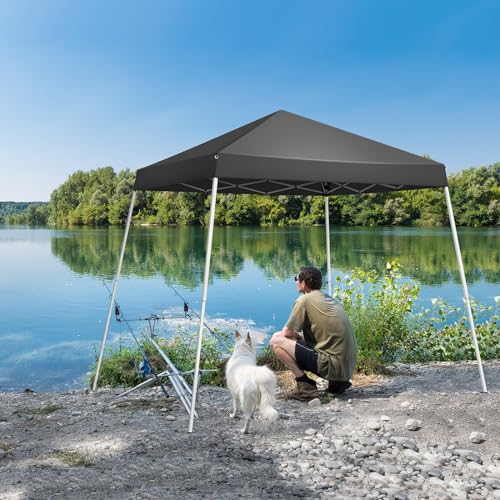 Outvita Canopy 6x6' Pop Up Commercial Instant Gazebo Tent, Waterproof & UV Protection Canopy Tent with Slant Legs for Party Wedding Birthday BBQ Events - style: 6x6-gray