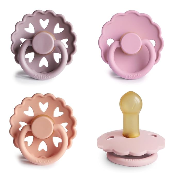 FRIGG Natural Rubber Baby Pacifier 4-Pack Sunset Bliss | Made in Denmark | BPA-Free (6-18 Months)