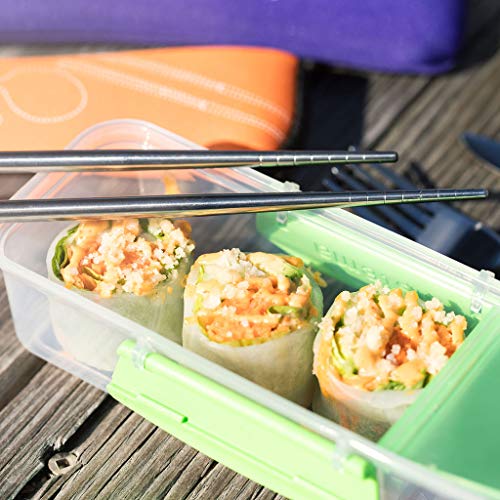Reusable Travel Utensils with Case | Fork and Spoon Set with Knife, Chopsticks and Optional Reusable Straw– Office, Travel, or Camping Accessories| Lightweight Sturdy Reusable Utensils - color: 6pc Set - Black