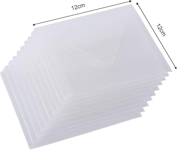 20 Pieces Clear Die & Stamp Plastic Storage Bag, Resealable Large Envelope Pocket for DIY Scrapbooking Paper Card Craft Making and Cutting Dies Stencil (4.75"x4.75")