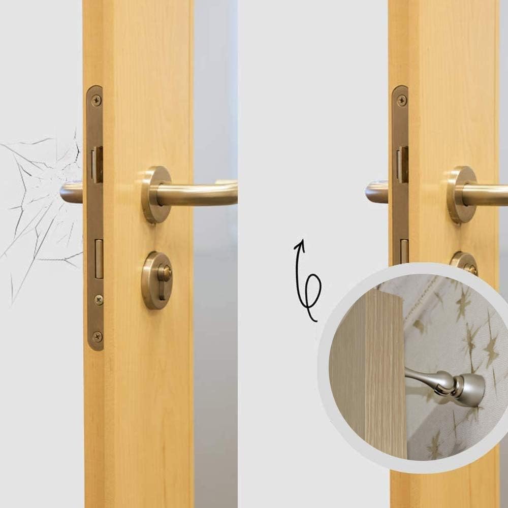 Magnetic Door Stop, Magnetic Door Catch, Door Holder, Door Stops, Wall Mounted, Floor Mounted, Door Banging Prevention (White, Large x 2pack)
