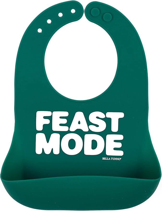 Baby Bib for Eating by Bella Tunno, Waterproof Silicone Bib with Large Food Catcher, Adjustable Fit for Babies 4-12 months & Toddlers 1-3 Years, Boys & Girls, Feast Mode