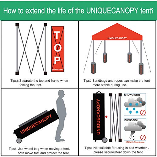 10'x10' Pop Up Canopy Tent Commercial Instant Shelter with Heavy Duty Roller Bag, 4 Canopy Sand Bags, 10x10 FT Blue - color: Blue