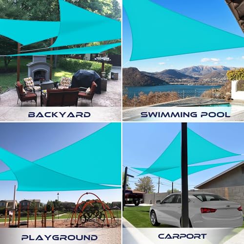 Windscreen4less 5'x6'x7.8' Waterproof Sun Shade Sail Right Triangle Shade Canopy Cover UV Block for Backyard Patio Deck Balcony Pergola Garden (Turquoise) - color: Turquoise, size: 5' x 6' x 7.8'