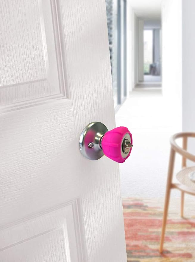 Enjoy Cover - 2 Pack Silicone Door knob Grips Maximum Grip Nonslip Arthritis & Senior Living Aids Grippy Easy Open Fits All Door Knob Universal Size Decorative (Hot Pink)