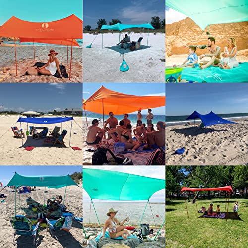Red Suricata Family Beach Tent & Canopy, UPF50 Sun Shade, 4 Aluminum Poles, Sand Shovel, Large Portable Sun Shelter (Large, Black) - color: Black, size: Large 10' x 9'