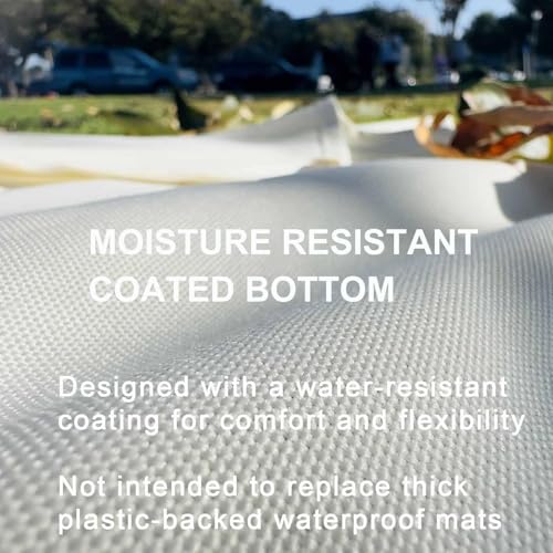 Kids Picnic Blanket, Kids Beach Mat – Medium 4’9” × 3’3” Compact Canvas, Easy to Fold & Carry - color: Creamy White + Baby Blue Strap, size: 4'9" x 3'3"
