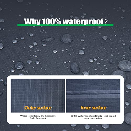 F&J Outdoors Heavy Duty Waterproof Anti-UV Rip-stop Fabric Large Patio Furniture Covers, Grey, 126"x83"x27.5" - size: 126"(w)x83"(d)x27.5"(h)