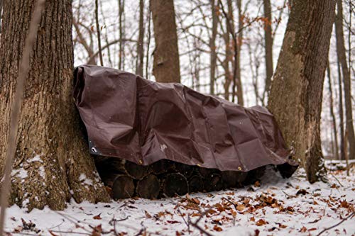 WHITEDUCK Super Heavy Duty Poly Tarp Cover 16 Mil & 10 Mil with Grommets and Reinforced Edges (Brown, White & Silver Black) (Brown- 16 Mil, 20' x 20') - color: Brown- 16 Mil, size: 20' x 20'