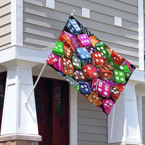 Heavy Duty Weather Resistant Polyester Flags 24x35 In, 4 Sizes Garden Flags for Outside, Games Dice Set Party Banner, Yard Decoration for Outdoor Patio, Entrance & Events - size: 24x35 Inch