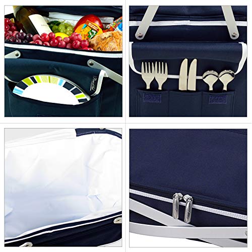 Army Black Knights Licensed Patented Collapsible Insulated Picnic Basket Equipped with Service for 4- Designed and Assembled in USA